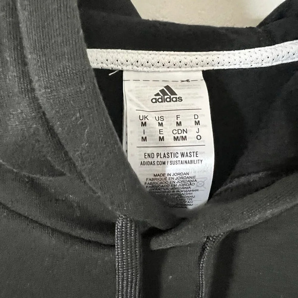 Adidas NWT Mens 3 Stripe Black White Hoodie H09262 M - Picture 2 of 14